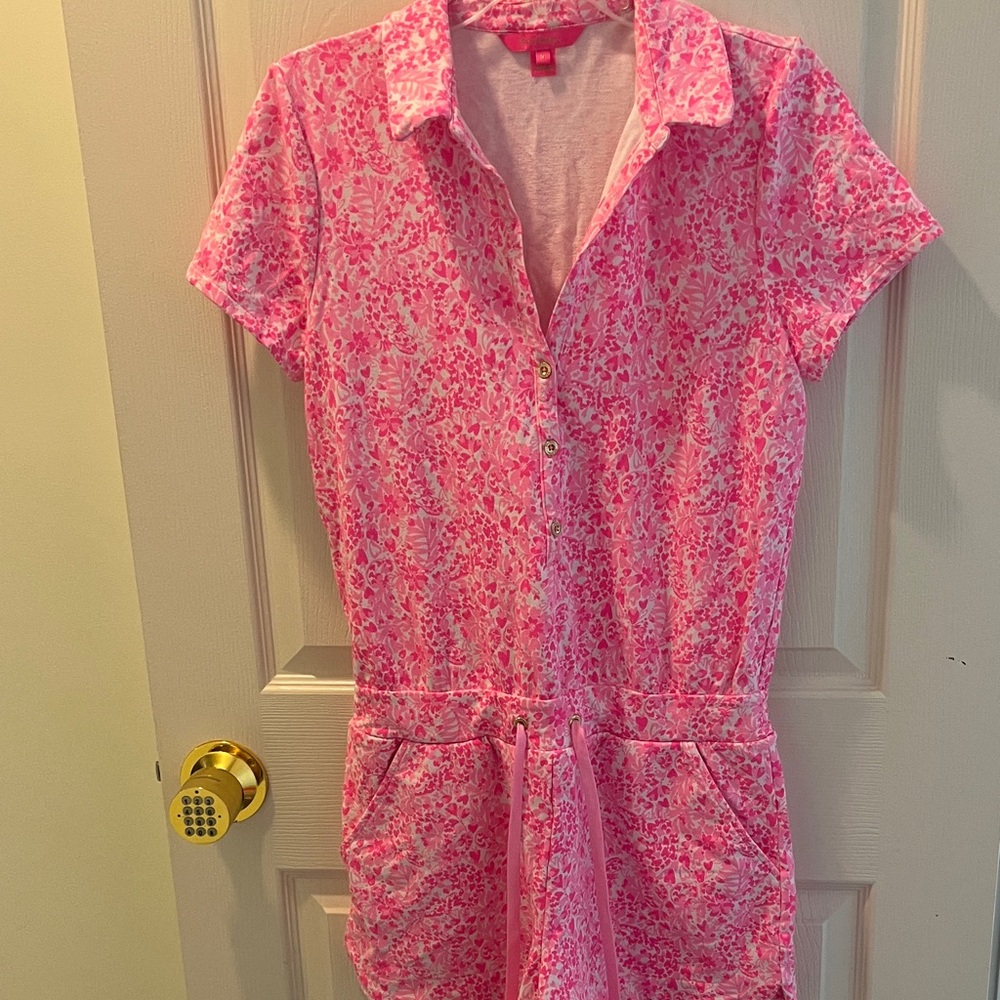 Lilly Pulitzer Pink Floral Short-Sleeve Romper